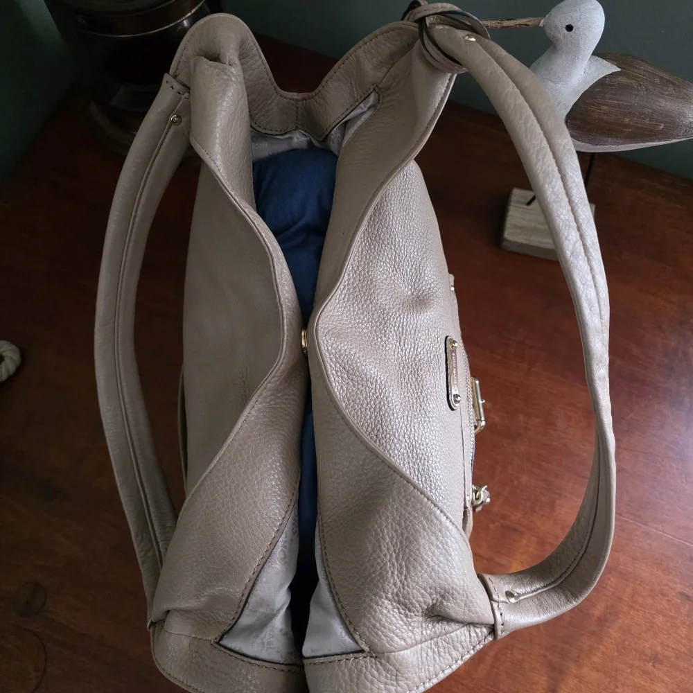 Michael Kors Austin Hobo Taupe Tan Pebbled Leather Shoulder Bag